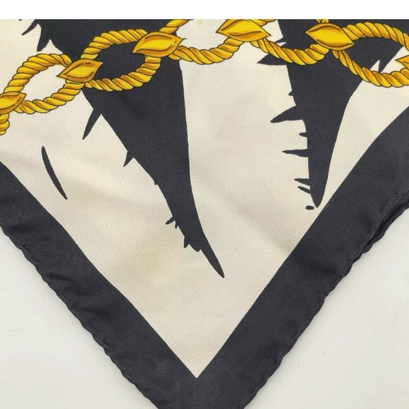 Authentic Celine Black and White Belt Pattern Silk Scarf - Picture 12 of 16